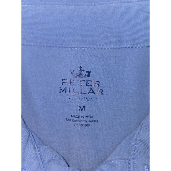 Peter Millar Crown Mens Polo Medium Blue Cotton Blend - Picture 5 of 7